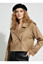 Women's Double-Breasted Collar Lined Double Button Sleeve Detailed Crop Trench Coat - 2