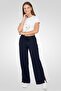 Women Regular Fit Solid Bootcut Pants, Navy - 4