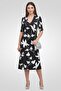 Women Floral Jacquard Midi Dress, Black