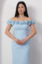 Strapless Layered Atlas Dress with Roses on the Collar Bal180 - 2
