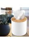 Napkin Box with Removable Bamboo Lid, Plastic Tissue Holder for Home Car Office, White - 4
