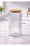 Set of 6 Labeled Glass Jars – Mega Bamboo Vacuum Lid Striped Food Storage Container for Flour and Legumes 2 L - 3
