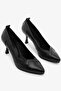 Black Genuine Leather Low Heel Shoes Stiletto