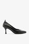 Black Genuine Leather Low Heel Shoes Stiletto - 5