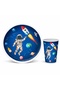 Space Themed Cardboard Plates and Cups for 8 People