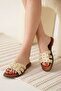 Beige Genuine Leather Slippers Tr31My68C - 4