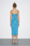 Women's Blue Floral Slit Summer Knitted Dress 70293 60271048 - 5