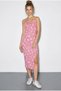 Women's Pink Floral Slit Summer Knitted Dress 70293 60271048 - 4