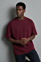 Men's Short Sleeve Summer Claret Red Oversized T-Shirt - 4