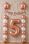 Rose Gold 5Th Birthday Celebration Set; White Rose Gold Balloon, Number Star Foil and Banner