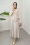 Side Tie Skirt Suit 2303 - Stone Color