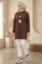 Asiya Oversize Bear Embroidered Hooded Tunic 1335 - Brown - 3