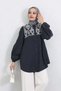 Embroidery Detailed Balloon Sleeve Shirt Y0103 - Dark Blue