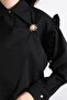 Cross Cut Ruffled Blouse Y0070 - Black - 3