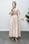 Waist Drawstring Lace-Up Dress 0081 - Ecru - 3