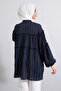 Layered Ruched Shirt Y0098 - Dark Blue - 6