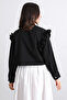 Cross Cut Ruffled Blouse Y0070 - Black - 5
