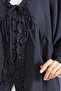 Collared Lace-Up Ruffle Shirt Y0108 - Dark Blue - 5