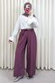 Belted Wide Leg Trousers 0068 - Mürdüm