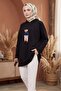 Asiya Oversize Bear Embroidered Hooded Tunic 1335 - Black - 2
