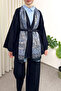 Wide Sleeve Kimono Belted Pants Set 0047 - NAVY BLUE - 4