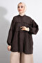 Layered Ruched Shirt Y0098 - Brown - 3