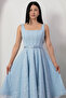 Square Neck Sequined Lace Dress with Gloplu Bal165 - 2