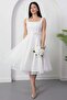 Square Neck Sequined Lace Dress with Gloplu Bal165 - 4