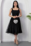 Square Neck Sequined Lace Dress with Gloplu Bal165 - 6
