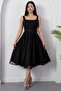 Square Neck Sequined Lace Dress with Gloplu Bal165 - 7