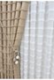 Striped Fringe Tasseled Sheer Curtain Closely Pleated Pieces No Ironing Required Suitable for Every Room with Lead Sheer Curtain - 2