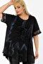 Short Sleeve Tunic with Flock Printed Rose Motif and Lace Skirt and Sleeve End