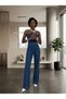 Women's Blue High Waist Wide-Leg Jean Jumpsuit - Spaghetti Strap Denim Jumpsuit - 6