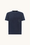 Men's Regular Fit Round Neck Logo Embroidered Cotton Short Sleeve Navy Blue T-Shirt - 2