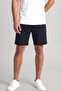 Men's Regular Fit Fleece Cotton Fabric Waist Tie-Down Black-Gold Shorts - 2