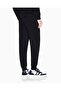 Men's Stretch Cotton Logo Regular Fit Jogger Normal Waist Black Trousers - 3
