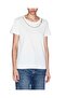 Women's Regular Fit Logo Printed Round Neck Cotton Short Sleeve White T-Shirt