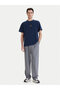 Men's Metallic Logo Patterned Regular Fit Round Neck Cotton Short Sleeve Blue-Gold T-Shirt - 2