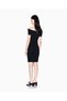 Women's Boat Neck Short Length Woven Fabric Slim Fit Black Dress - 3