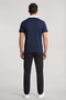 Men's Regular Fit Half Zippered Metallic Logo Detailed Cotton Pack Short Sleeve Navy Blue Polo Collar T-Shirt - 3