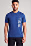 Men's Regular Fit Crew Neck Patterned Short Sleeve Navy Blue T-Shirt