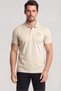 Men's Regular Fit Logo Embroidered Cotton Short Sleeve Beige Polo Neck T-Shirt