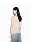 Women's Round Neck Cotton Short Sleeve Logo Text Patterned Beige T-Shirt - 5