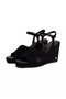 Women's 100% Suede High Heeled Black Sandals - 2