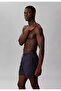 Men's Regular Cut Navy Blue Swim Shorts with Elastic Waist and Drawstring, Logo Detail - 4