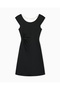 Women's Round Neck Short Length Short Sleeve Cotton Black Dress - 4