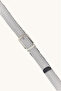 Men's Silk and Leather Detailed Metallic Buckle Patterned White-Blue Belt - 2