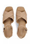 Women's 100% Suede High Heeled Beige Sandals - 3