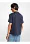 Men's Crew Neck Short Sleeve Casual Navy Blue T-Shirt - 2