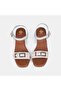 Women's Beige Buckle Thick Heeled Patent Leather Sandals - 6